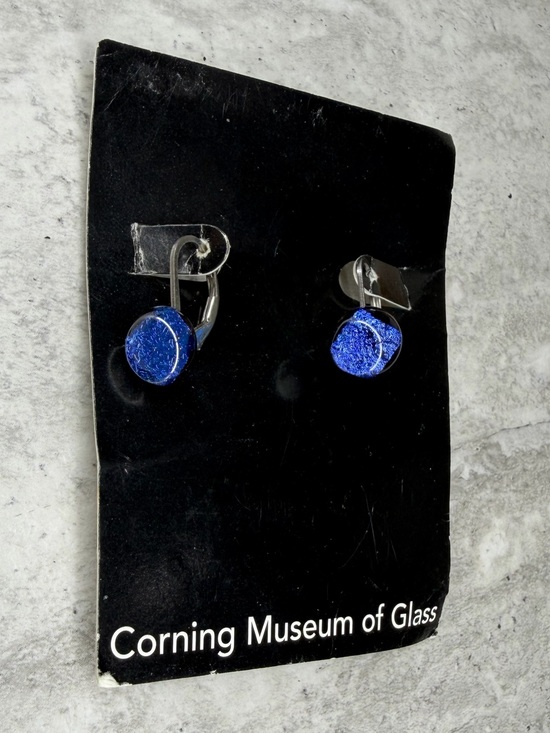 Jewelry - CORNING MUSEUM OF GLASS Blue Glass Dangle Lever Back Earrings New on card